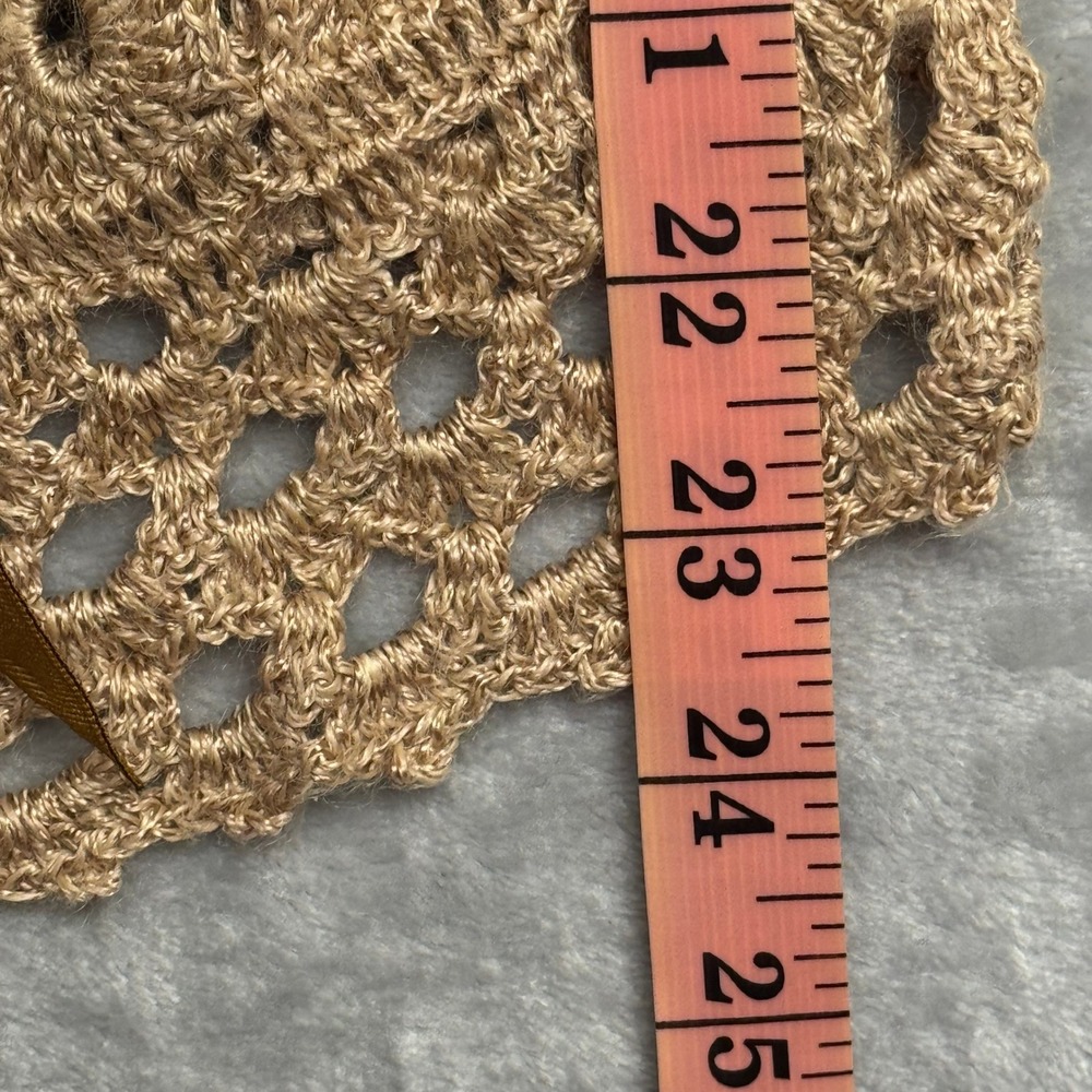 Vintage Anthropologie CURIO Beige Crochet Knit Granny Square Cardigan Sweater L - Picture 11 of 12